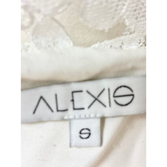 Alexis Sleeveless Lace Trim Pleated Fit & Flare Mini Dress White Women's Size S - Picture 4 of 4